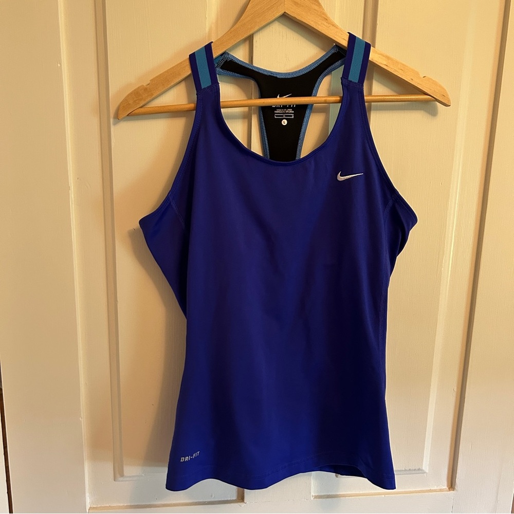 Nike Dri-Fit Racerback Workout Tank w/ Built In Bra Blue Size L